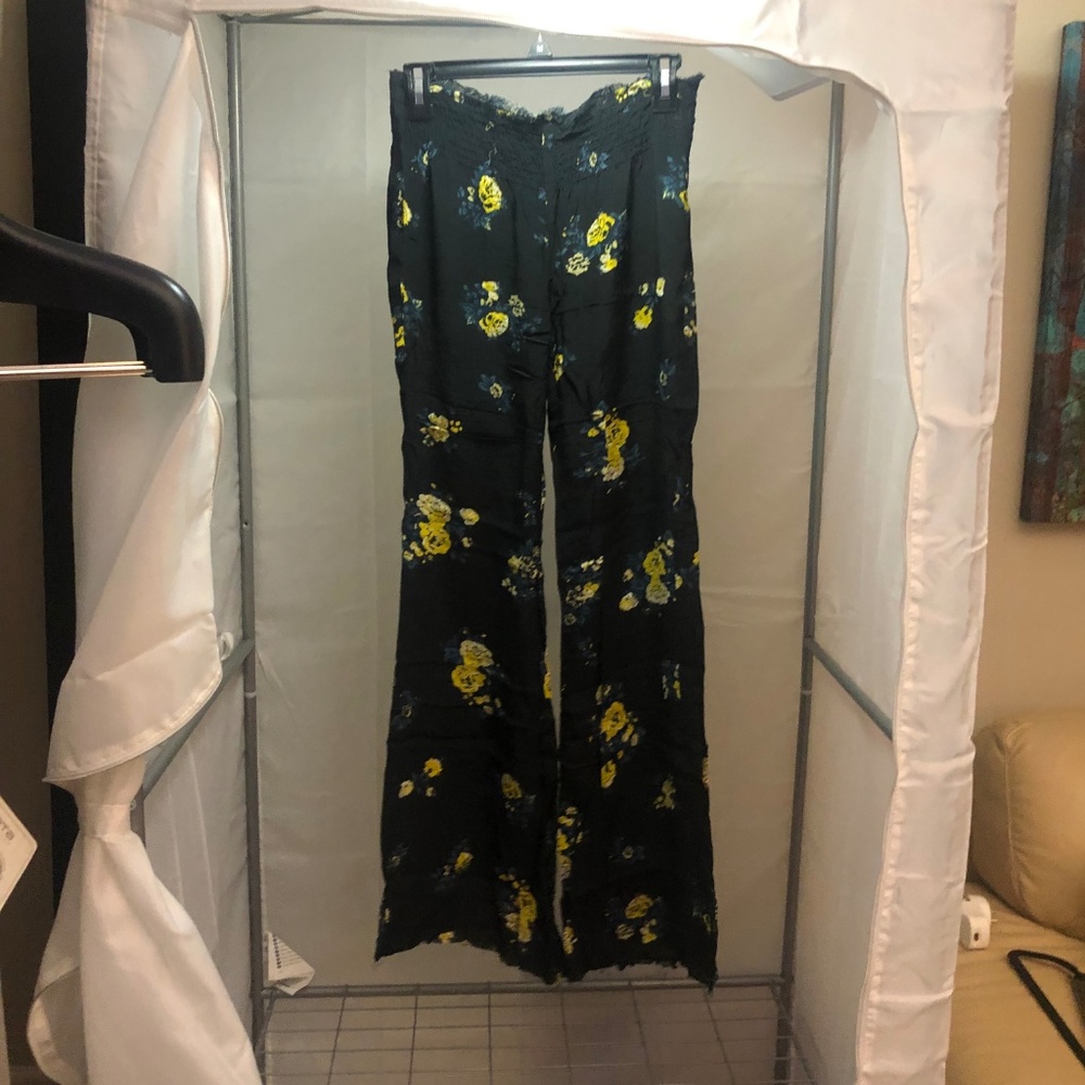 Boho Navy Blue Flower Print Pants